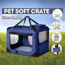 nzmegabuy navy blue collapsible soft dog crate with mesh windows, steel frame, and reversible fleece mat for travel
