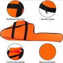 nzmegabuy orange chainsaw carry bag with bar cover, featuring reinforced stitching, durable zipper, and comfort handle