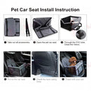 nzmegabuy pet car booster seat installation guide showing assembly steps and a small dog sitting in the travel basket