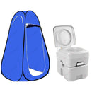nzmegabuy 20L portable camping toilet and blue pop-up privacy shower tent for outdoor use