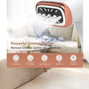 nzmegabuy white handheld garment steamer with rose gold trim emitting steam from its stainless steel nozzle