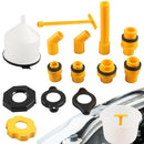 nzmegabuy 15-piece car radiator coolant refill funnel kit with yellow ABS adapters and spill-proof fluid stopper