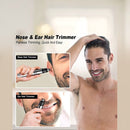 nzmegabuy rechargeable silver nose and ear hair trimmer being used by a man for painless facial grooming