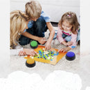 nzmegabuy recordable talking buttons for pet training and games in blue, green, red, and yellow on a carpet