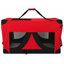 nzmegabuy red foldable soft dog travel crate with mesh ventilation panels and carry handles for pet transport