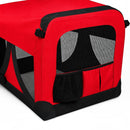 nzmegabuy red foldable soft dog travel crate with mesh ventilation panels and side storage pockets
