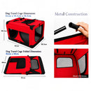 nzmegabuy red portable soft dog travel crate with mesh windows, metal frame construction, and foldable design.