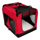 nzmegabuy red portable soft dog travel crate with mesh ventilation panels and a removable fleece floor mat