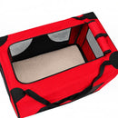 nzmegabuy red portable soft dog travel crate with mesh ventilation panels and a removable fleece floor mat
