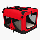 nzmegabuy red portable soft dog travel crate with mesh ventilation panels and a removable fleece floor mat