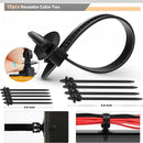 nzmegabuy black reusable car cable ties with push-mount fasteners for secure automotive wiring and trim management