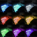 nzmegabuy 4-piece RGB LED car footwell light kit showing various vibrant colour options installed in a vehicle interior