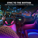 nzmegabuy RGB LED car footwell light strips glowing pink and blue inside a vehicle cabin with music sync effect
