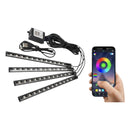 nzmegabuy 4-piece RGB LED car footwell light kit with Bluetooth app control and USB power connection