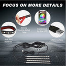 nzmegabuy 4-piece RGB LED car footwell light kit with USB power, app control, and adhesive backing for easy install.