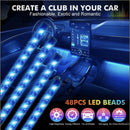 nzmegabuy 4-piece RGB LED car footwell light strips with 48 bright LEDs and Bluetooth app control for vehicle interior
