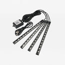 nzmegabuy 4-piece RGB LED car footwell light kit with USB power and Bluetooth app control for vehicle interior