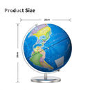 nzmegabuy 25cm rotating blue world globe with LED light and silver stand for educational desk display