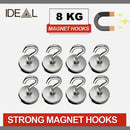 nzmegabuy 8pc set of silver neodymium magnetic hooks for heavy duty storage and organization