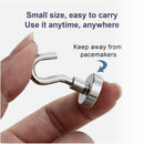 nzmegabuy silver neodymium magnetic hook held by fingers, showing portable design for storage and organization