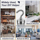 nzmegabuy 8pc silver neodymium magnetic hooks for home, kitchen, and industrial use in various settings.