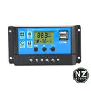 nzmegabuy 12V/24V PWM solar charge controller with LCD display, USB ports, and protective features