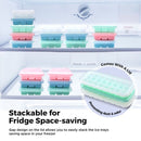 nzmegabuy 2-pack stackable silicone ice cube trays with lids in pastel colours stored in a freezer