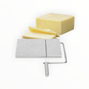 nzmegabuy stainless steel cheese cutting board with integrated wire slicer and a block of cheddar cheese