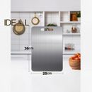 nzmegabuy stainless steel cutting board with a brushed finish and convenient hanging handle hole for kitchen prep