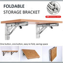 nzmegabuy heavy-duty stainless steel folding shelf brackets supporting a wooden shelf in open and closed positions