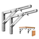 nzmegabuy heavy-duty stainless steel folding shelf brackets with triangular support for space-saving wall shelves