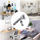 nzmegabuy heavy-duty stainless steel folding shelf brackets shown in various home office and kitchen applications