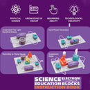 nzmegabuy 45-piece STEM circuit board kit showing various educational science experiments with lights and sound