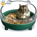 nzmegabuy tilted cat-shaped hamster food bowl in green with a dwarf hamster eating inside