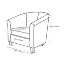 nzmegabuy dandelion tub chair cover set with cushion cover showing measurement dimensions for furniture fitting