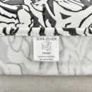 nzmegabuy velvet tub chair cover fabric detail with black and white floral pattern and polyester spandex label