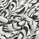 nzmegabuy velvet tub chair cover fabric featuring a black and white abstract floral pattern with soft texture