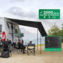 nzmegabuy waterproof car side awning tent providing shade and rain protection for a campervan during a camping trip