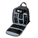 nzmegabuy black waterproof DSLR camera backpack with padded interior compartments and mesh accessory pockets