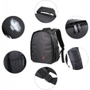 nzmegabuy waterproof black nylon DSLR camera backpack with cushioned straps, mesh side pockets, and rain cover details