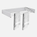 nzmegabuy white wall-mounted folding clothes drying rack with five bars holding two grey towels