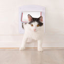nzmegabuy white 4-way locking cat flap installed in a wall with a black and white cat stepping through