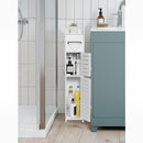 nzmegabuy white 4-layer WPC bathroom corner cabinet with louvered doors for slim storage in a modern bathroom