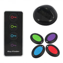 nzmegabuy wireless key finder set with one transmitter, four colour-coded receivers, and a black storage base.