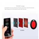 nzmegabuy wireless key finder set with transmitter and colour-coded receivers showing 50-80m range through walls