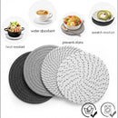 nzmegabuy set of four round woven cotton trivet mats in grey and white for heat protection and kitchen surface care