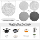 nzmegabuy 4-piece set of round woven cotton trivet mats in grey and white for heat protection on kitchen surfaces