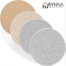 nzmegabuy set of four round woven cotton trivet mats in grey and beige for heat protection on kitchen surfaces