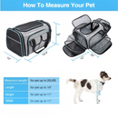 nzmegabuy grey and blue expandable pet carrier with mesh sides, removable fleece pad, and measurement guide