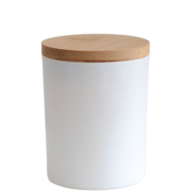 White Classic Glass Candle Jar with Wooden Lid 220ml